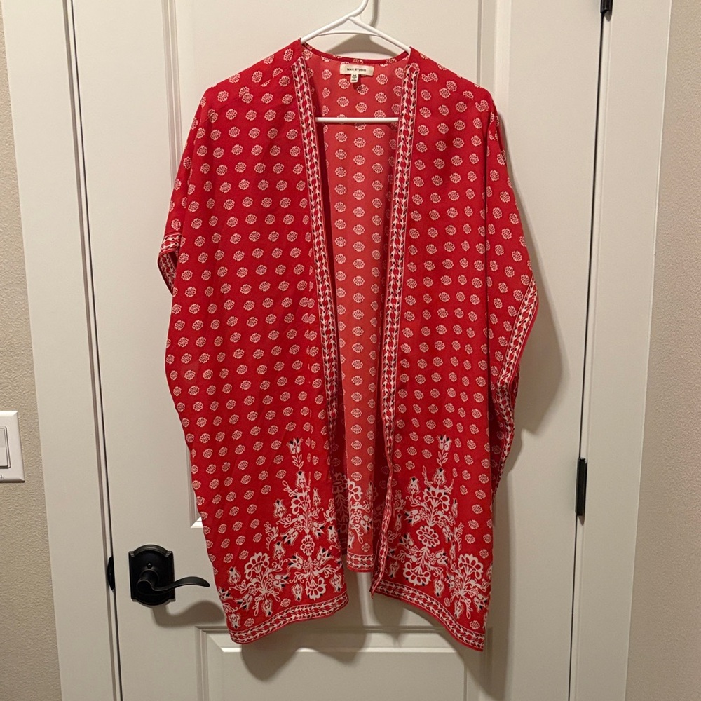Max Studio Red and White Tunic